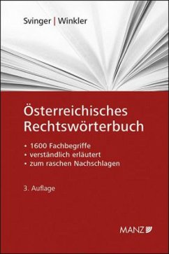 Österreichisches Rechtswörterbuch - Svinger, Ute;Winkler, Katharina