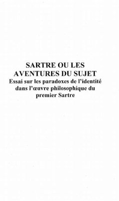 Sartre ou les aventures du sujet (eBook, PDF)