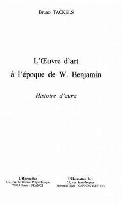 L'OEUVRE D'ART A L'EPOQUE DE W.BENJAMIN (eBook, PDF)