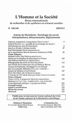 AUTOUR DE MANHEIM : sociologie du savoir, interpretations, detournements, deplacements (eBook, PDF)