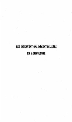 Cover LES INTERVENTIONS DECENTRALISEES EN AGRICULTURE (eBook, PDF)