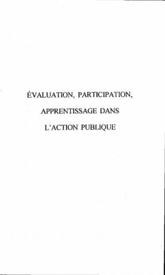 EVALUATION, PARTICIPATION, APPRENTISSAGE DANS L'ACTION PUBLIQUE (eBook, PDF)