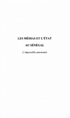 Cover Medias et l'etat au senegal impossible a (eBook, PDF)