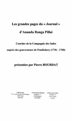Cover Les grandes pages du &quote;Journal&quote; d'Ananda Ranga Pillai (eBook, PDF)