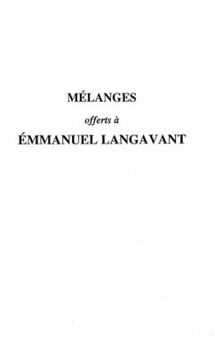 Cover MELANGES OFFERTS A EMMANUEL LANGAVANT (eBook, PDF)