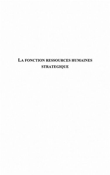 Fonction ressources humaines strategique (eBook, ePUB)
