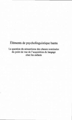 Elements de psycholinguistiquedes langues bantu (eBook, PDF)