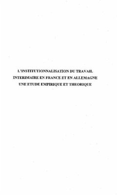 L'institutionnalisation du travail interimaire en France et en Allemagne (eBook, PDF)