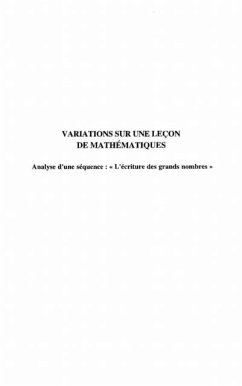 VARIATIONS SUR UNE LECON DE MATHEMATIQUES (eBook, PDF) - Claudine Blanchard-Laville