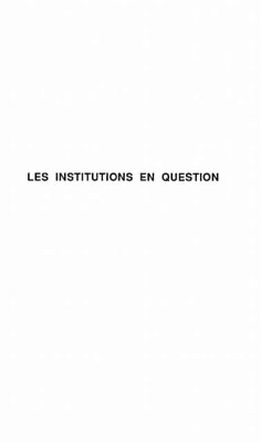 Cover Les institutions en question (eBook, PDF)