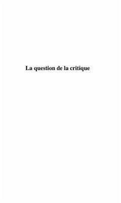 La question de la critique (eBook, PDF)