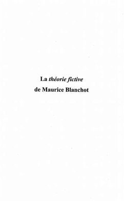 Theorie fictive de maurice blanchot la (eBook, PDF)