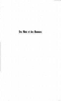 Cover DES MOTS ET DES HOMMES (eBook, PDF)