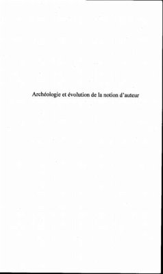 ARCHEOLOGIE ET EVOLUTION DE LANOTION D'AUTEUR (eBook, PDF)