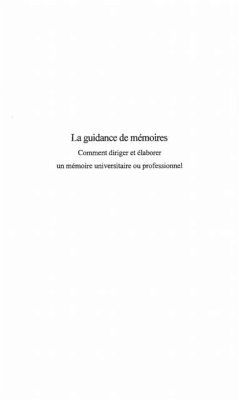 LA GUIDANCE DE MEMOIRES (eBook, PDF)
