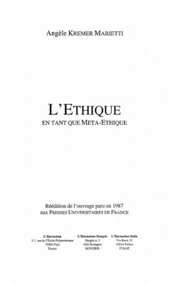 L'ETHIQUE EN TANT QUE META-ETHIQUE (eBook, PDF)
