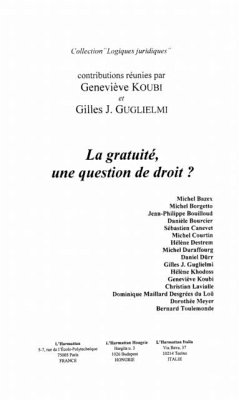 LA GRATUITE, UNE QUESTION DE DROIT ? (eBook, PDF)