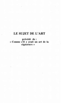 Cover LE SUJET DE L'ART (eBook, PDF)