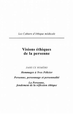 Visions ethiques de la personne (eBook, PDF)