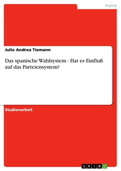 Das spanische Wahlsystem - Hat es Einfluß auf das Parteiensystem? (eBook, ePUB) - Tiemann, Julie Andrea