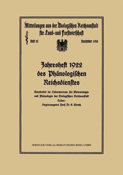 Jahresheft 1922 des Phänologischen Reichsdienstes - Werth, E.