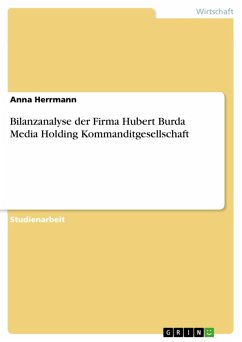 Bilanzanalyse der Firma Hubert Burda Media Holding Kommanditgesellschaft (eBook, PDF)