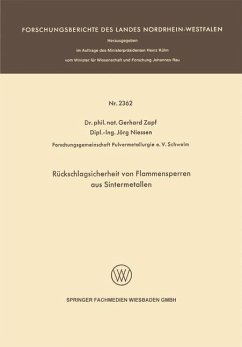 Rückschlagsicherheit von Flammensperren aus Sintermetallen - Zapf, Gerhard