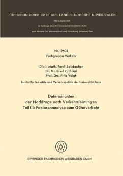 Determinanten der Nachfrage nach Verkehrsleistungen - Solzbacher, Ferdi; Zachcial, Manfred; Voigt, Fritz