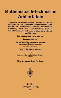 Mathematisch-technische Zahlentafeln - Velten, Andreas;Werners, Paul;Bergfelder, Werner