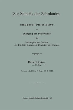 Cover Zur Statistik der Zahnkaries