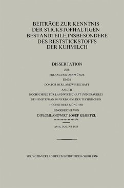 Beiträge zur Kenntnis der stickstoffhaltigen Bestandteile, insbesondere des Reststickstoffs der Kuhmilch - Gloetzl, Josef