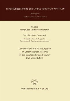 Lernzielorientierte Hausaufgaben im Unterrichtsfach Technik in den berufsbildenden Schulen (Sekundarstufe II) - Grasedieck, Dieter