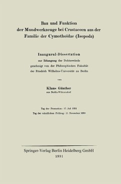 Bau und Funktion der Mundwerkzeuge bei Crustaceen aus der Familie der Cymothoïdae (Isopoda) - Günther, Klaus