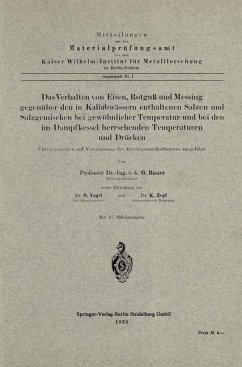 Das Verhalten von Eisen, Rotguß und Messing gegenüber den in Kaliabwässern enthaltenen Salzen und Salzgemischen bei gewöhnlicher Temperatur und bei den im Dampfkessel herrschenden Temperaturen und Drücken - Bauer, Oswald;Vogel, Otto;Zepf, K.