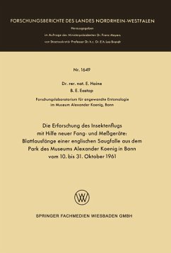 Die Erforschung des Insektenflugs mit Hilfe neuer Fang- und Messgeräte: Blattlausfänge einer englischen Saugfalle aus dem Park des Museums Alexander Koenig in Bonn vom 10. bis 31. Oktober 1961 Cover Die Erforschung des Insektenflugs mit Hilfe neuer Fang- und Messgeräte: Blattlausfänge einer englischen Saugfalle aus dem Park des Museums Alexander Koenig in Bonn vom 10. bis 31. Oktober 1961