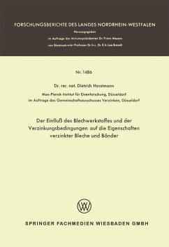 Der Einfluß des Blechwerkstoffes und der Verzinkungsbedingungen auf die Eigenschaften verzinkter Bleche und Bänder - Horstmann, Dietrich