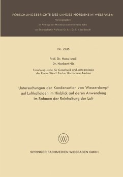 Cover Untersuchungen der Kondensation von Wasserdampf auf Luftkolloiden im Hinblick auf deren Anwendung im Rahmen der Reinhaltung der Luft