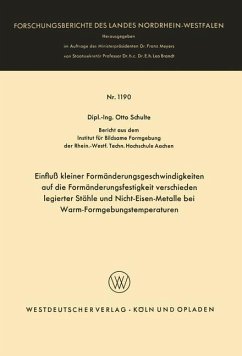 Einfluß kleiner Formänderungsgeschwindigkeiten auf die Formänderungsfestigkeit verschieden legierter Stähle und Nicht-Eisen-Metalle bei Warm-Formgebungstemperaturen - Schulte, Otto