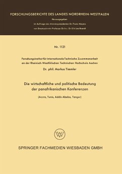 Cover Die wirtschaftliche und politische Bedeutung der panafrikanischen Konferenzen