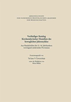 Vorläufiger Katalog Kirchenslavischer Homilien des beweglichen Jahreszyklus - Ertorickaja, Tat'jana V.