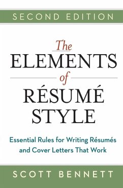 Elements of Resume Style Softcover - Bennett, Scott