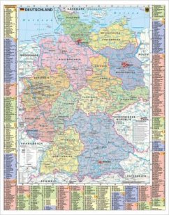 Stiefel Wandkarte Kleinformat Deutschland politisch und Autokennzeichen, ohne Metallstäbe