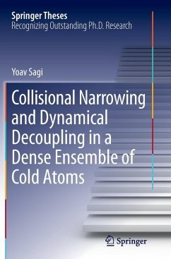 Collisional Narrowing and Dynamical Decoupling in a Dense Ensemble of Cold Atoms