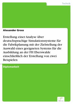 Erstellung einer Analyse über deutschsprachige Simulationssysteme für die Fabrikplanung mit der Zielstellung der Auswahl eines geeigneten Systems für die Ausbildung an der FH Eberswalde einschließlich der Erstellung von zwei Beispielen (eBook, PDF) - Gross, Alexander