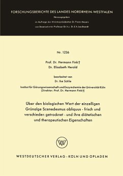 Über den biologischen Wert der einzelligen Grünalge Scenedesmus obliquus ¿ frisch und verschieden getrocknet ¿ und ihre diätetischen und therapeutischen Eigenschaften - Fink, Hermann