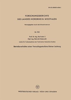 Cover Betriebsverhalten einer Versuchsgasturbine kleiner Leistung