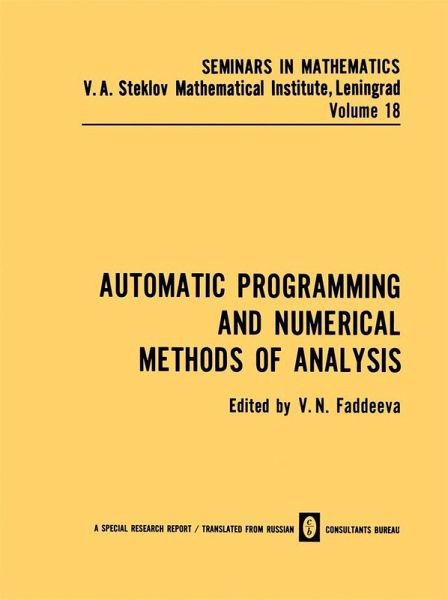 Automatic Programming and Numerical Methods of Analysis Automatic Programming and Numerical Methods of Analysis