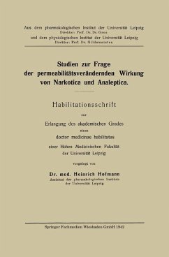 Cover Studien zur Frage der permeabilitätsverändernden Wirkung von Narkotica und Analeptica