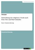 Entwicklung des religiösen Urteils nach Fritz Oser und Paul Gmünder (eBook, PDF)