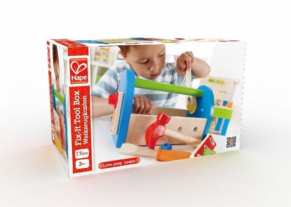 Hape E3001 Werkzeugkasten aus Holz mit Zubehör für Kinder NEU 